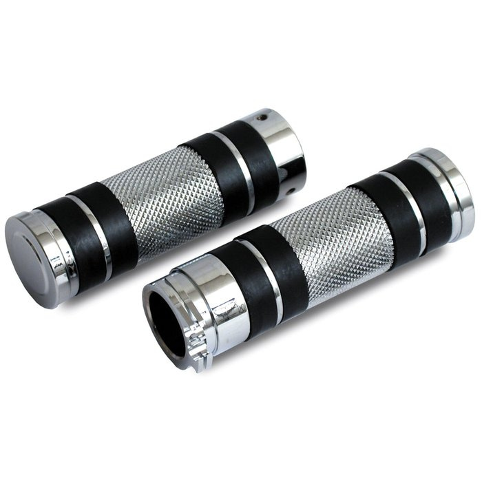 Knurled handlebar grip set 74-22 H-D with single or dual throttle cabl