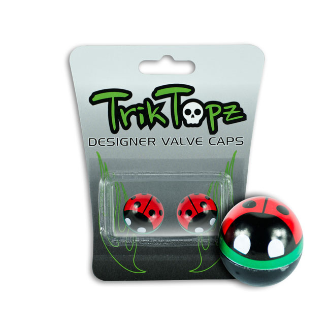 Trik Topz, Lady Bug Valve Caps. Red Universal