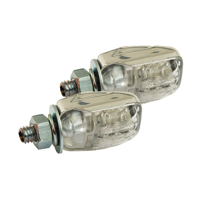 Picco, Mini Led Turn Signals. Chrome Universal