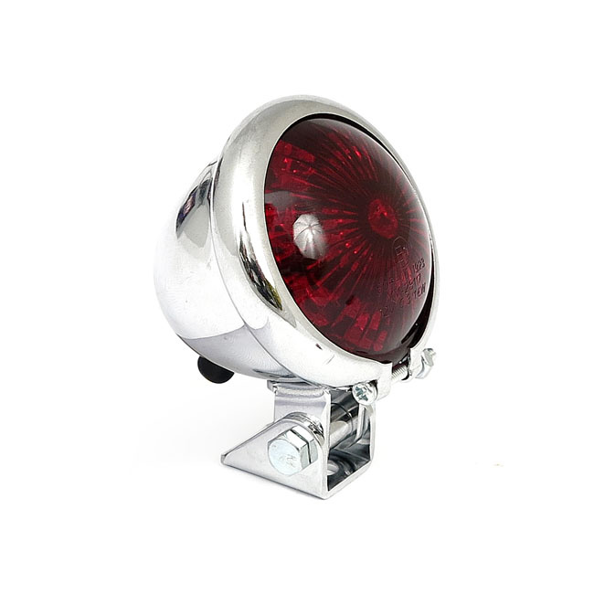 Bates Style Led Taillight. Chrome. Red Lens