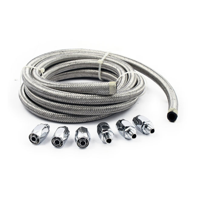 Oil Line & Fitting Kit, Braided Steel Universal