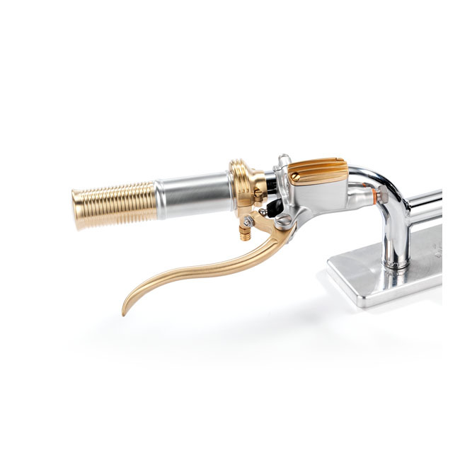 Kustom Tech, Fl Handlebar Grip Set. Satin Alu/Brass 74-21 H-D With Sin