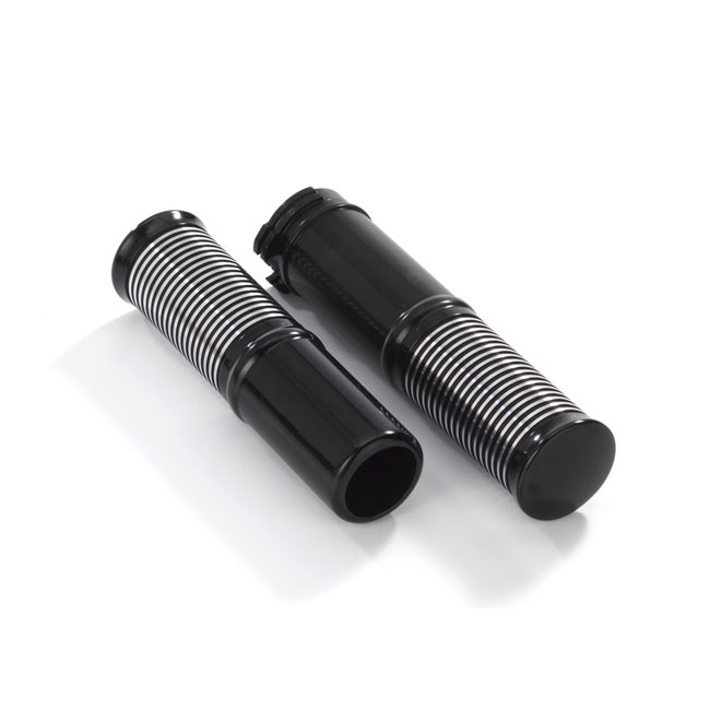 Kustom Tech, Fl Handlebar Grip Set. Black Contrast Cut 74-21 H-D With