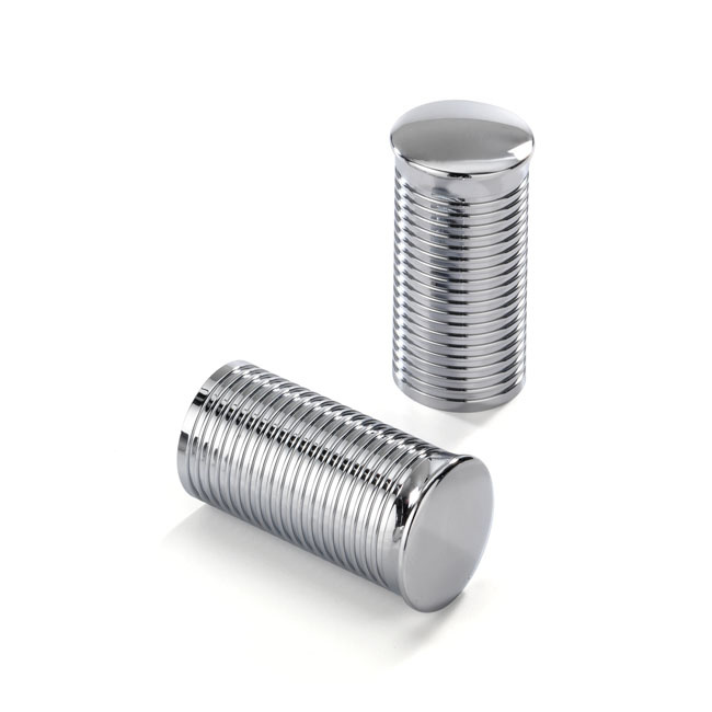 Kustom Tech, Fl Handlebar Grip Ends. Ribbed Polished Alu Kustom Tech F