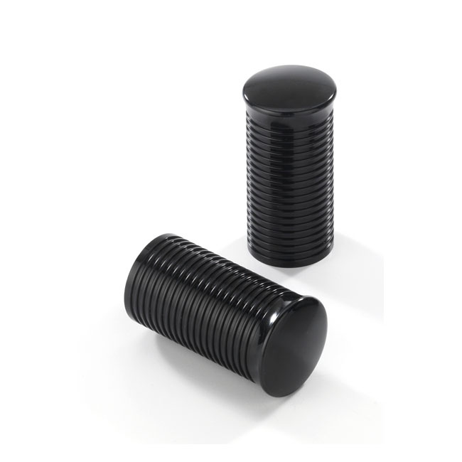 Kustom Tech, Fl Handlebar Grip Ends. Ribbed Black Aluminum Kustom Tech