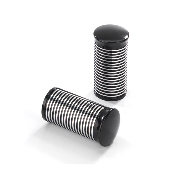 Kustom Tech, Fl Handlebar Grip Ends. Ribbed Black Cc Alu Kustom Tech F