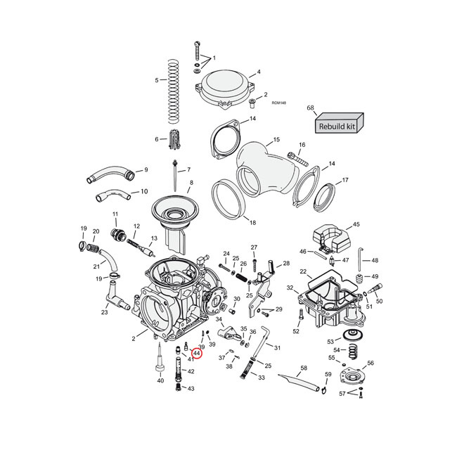 CVP, slow jet (pilot jet) Keihin CV carb. 48 89-06 B.T., 88-06 XL(NU)