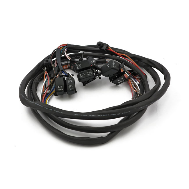 Handlebar Switch & Wiring Kit. Radio. Led. Black 07-13 Flt/Touring