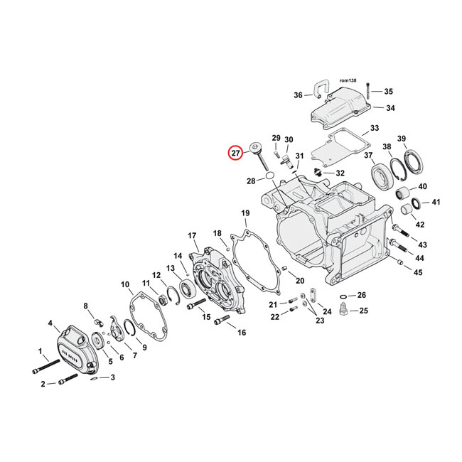 Oil Fill Plug, Transmission Oil. Round Head 06-17Dyna, 07-21 Softail,
