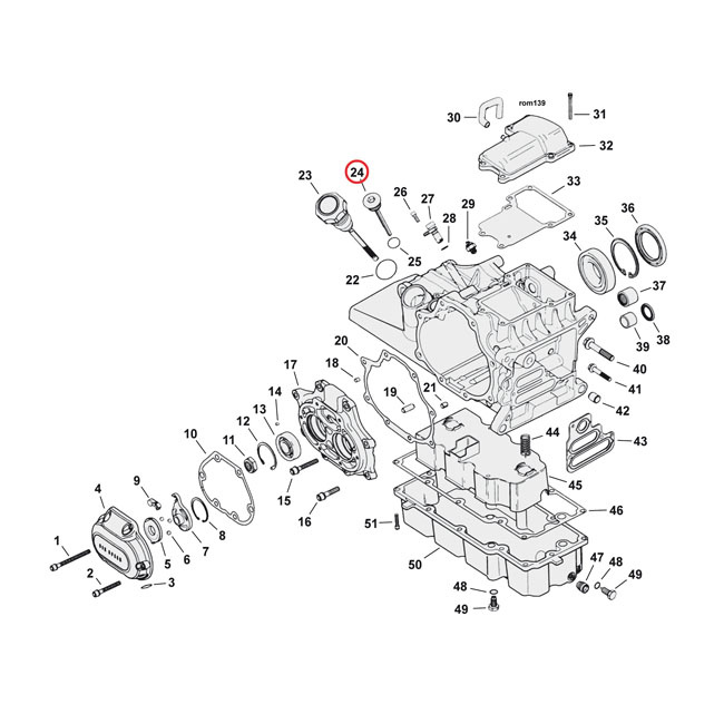 Oil Fill Plug, Transmission Oil. Round Head 06-17Dyna, 07-21 Softail,