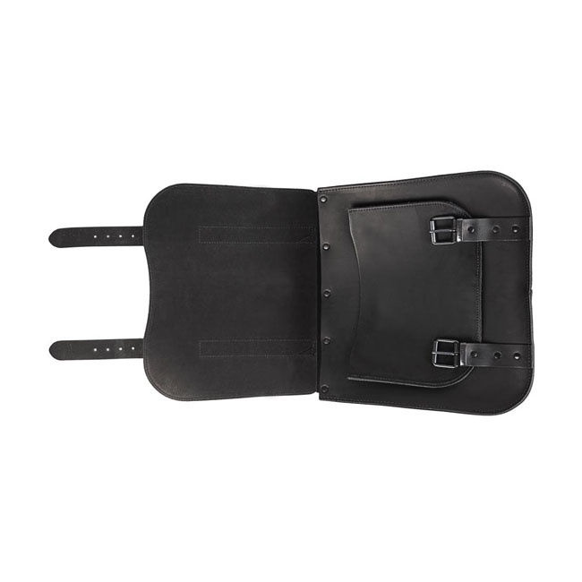 Ledrie, Single Leather Saddlebag 'Postman'. 30 Liters. Black Universal