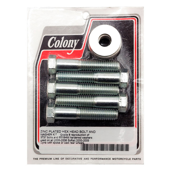 Colony, Head Bolt & Washer Kit. Zinc Plated 00-06 Softail, 00-05 Dyna