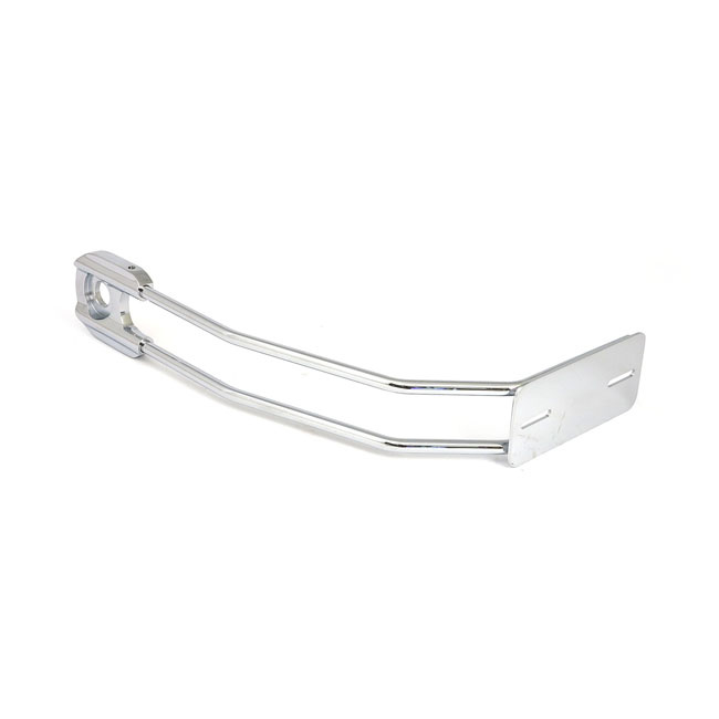 Behind Tire License Plate Holder, Axle Mount. Chrome Un