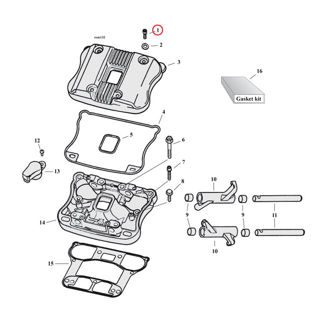 Gw, Rocker Box Top Bolt Kit. Buttonhead, Stainless 84-99B.T. (Excl. Tw
