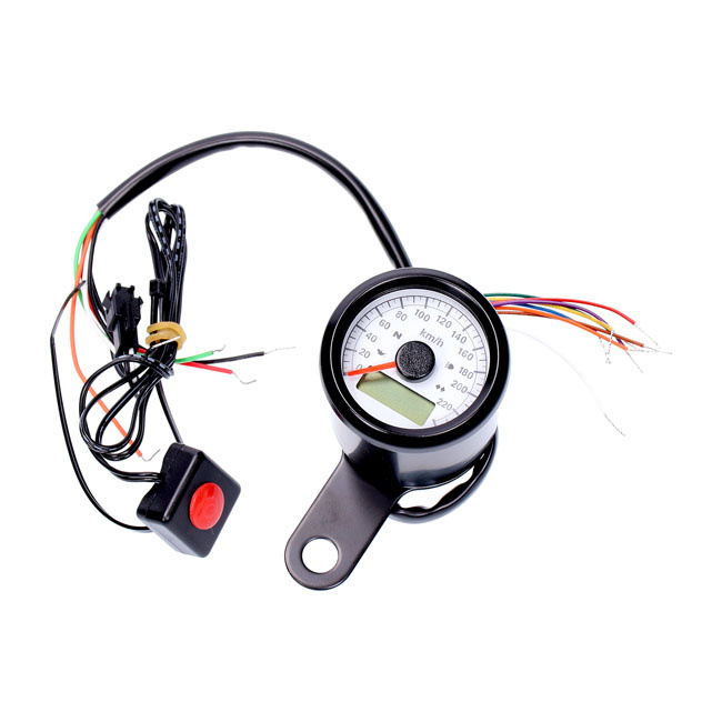 Stoker, electronic speedometer 48mm. Black, white face Compatible with