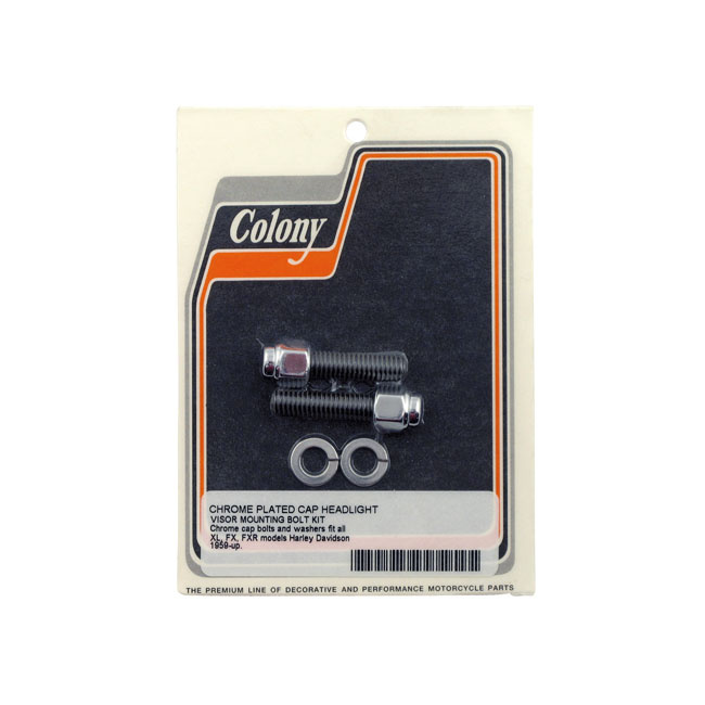 Colony, Headlamp Visor Mount Bolt Kit. Chrome Cap 71-92 Fx, Fxr, 60-92