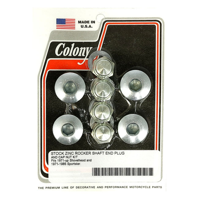 Colony, Rocker Shaft Plug & Nut Kit. Buttonhead. Zinc L71-84 Shovelhea