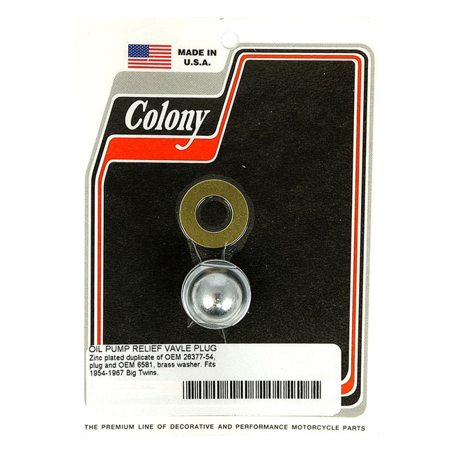 Colony Plug, Oil Pump Relief Valve 54-67 B.T.