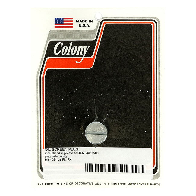 Colony Plug, Oil Pump & Crankcase 81-99 B.T. (Excl. Tc)