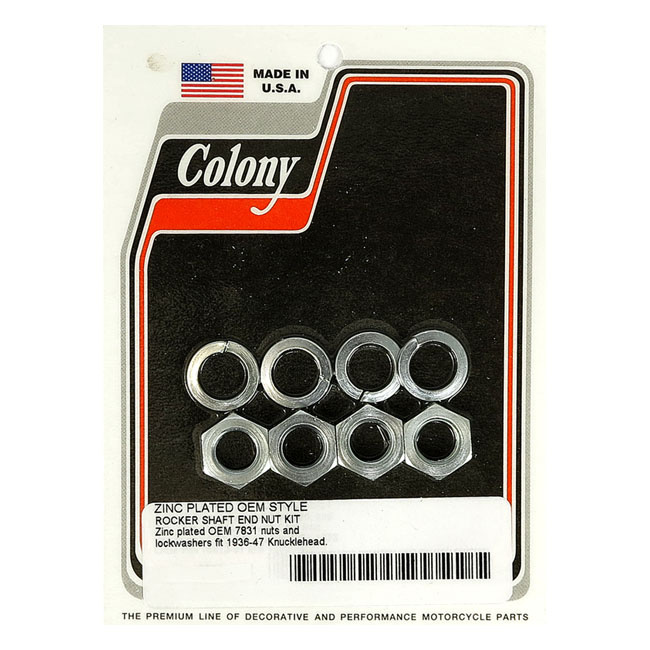 Colony, Rocker Shaft End Nut Kit. Zinc 36-47 Knucklehead