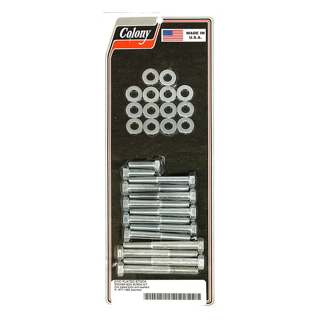 Colony, Sportster Rocker Box Bolt Kit. Hex, Zinc 77-85 Xl