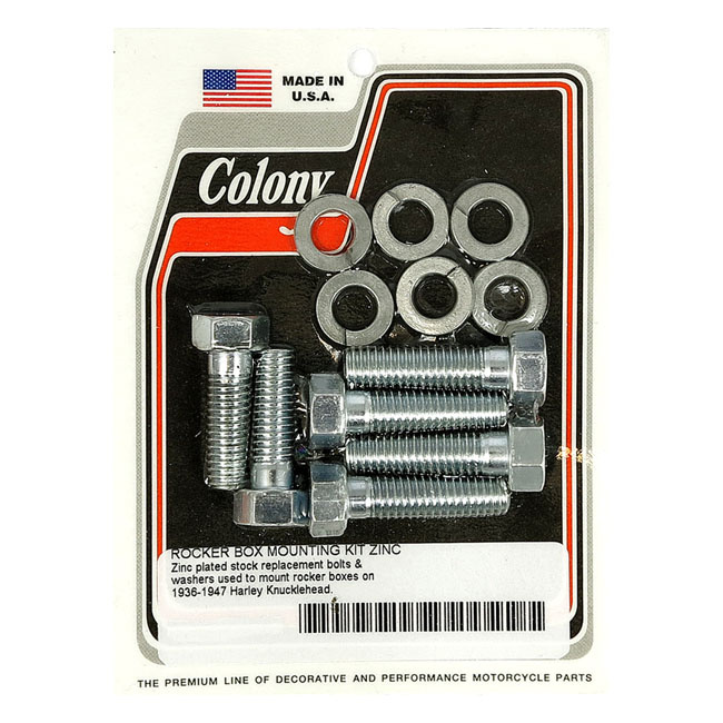 Colony, Knuckle Rocker Box Bolt Kit. Zinc 36-47 Knucklehead