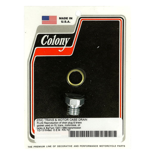 Colony Timing & Drain Plug 37-86 4-Sp Fl, Fx Transm., 52-76 K, Xl Cran