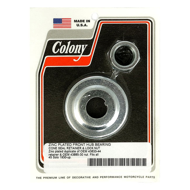 Colony, Wheel Bearing Cone Seal Retainer & Nut Kit. Zinc 30-52 45