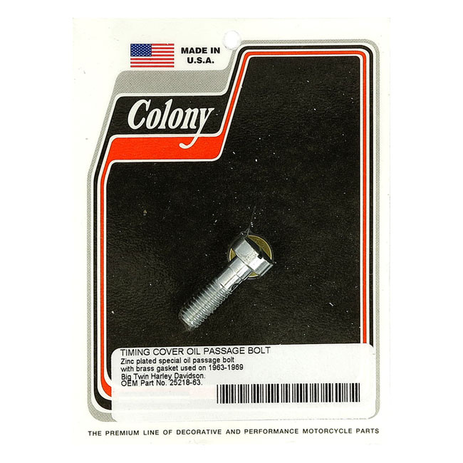 Colony, Cam Cover Oil Passage Bolt. Zinc 63-69 B.T.
