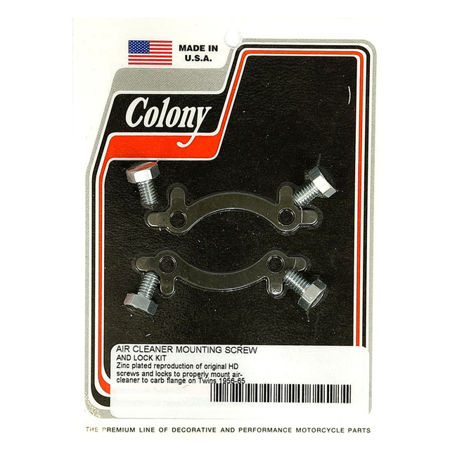 Colony, Linkert Air Cleaner Mount Screw & Lock Kit. Zinc 55-65 B.T.