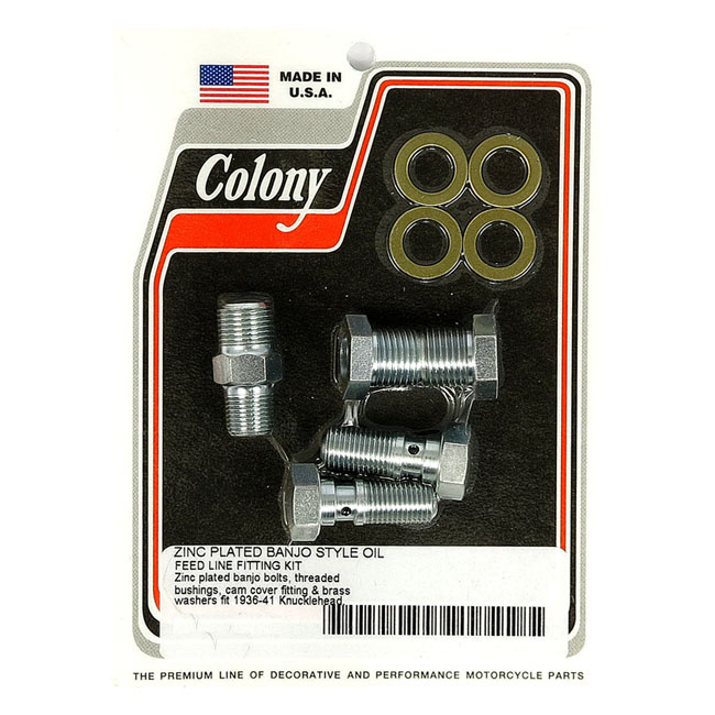 Colony, Knuckle Banjo Style Rocker Cover Oil Feed Fittings 36-41 Knuck