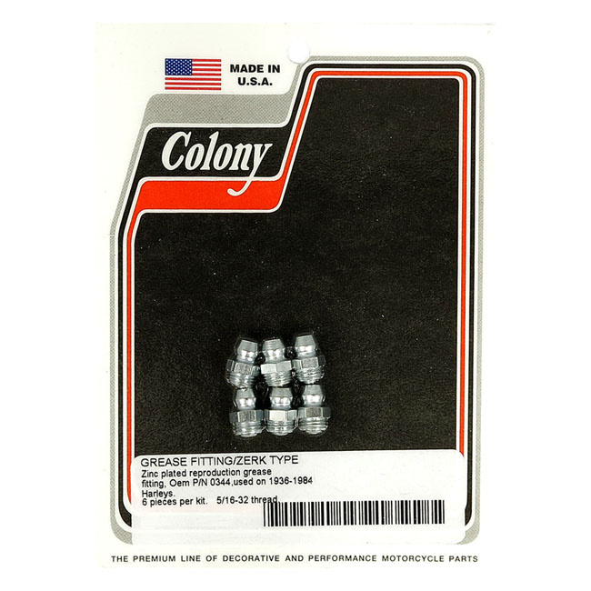 Colony, Grease Fitting. 5/16-32. Zinc 1936-1984 H-D