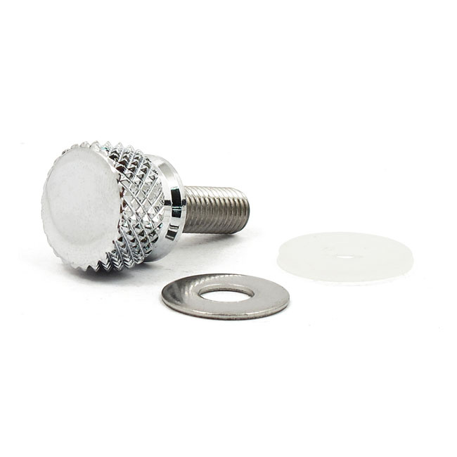 Thumb Screw Kit For Seat. Grooved. Chrome 96-23 H-D With 1/4-20 Thread