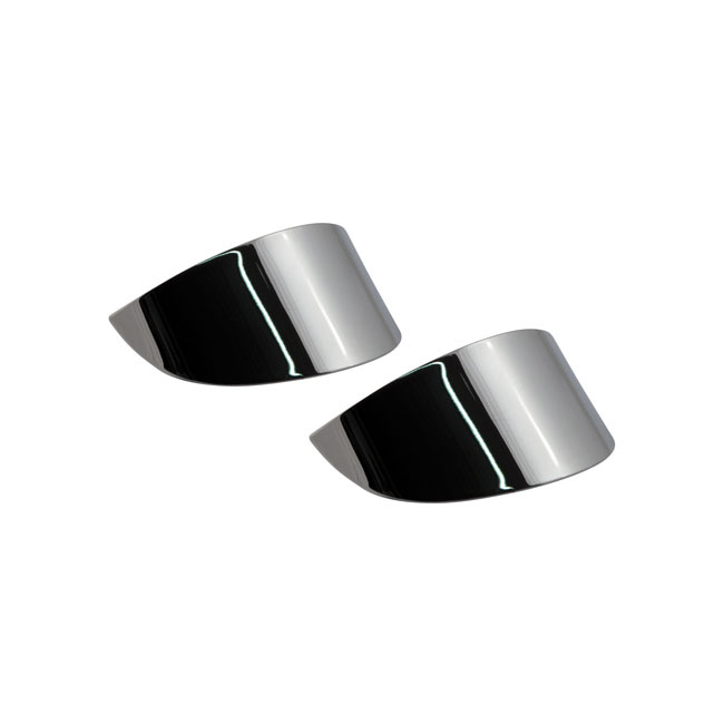 Smooth Turn Signal Visor Set. Chrome Rear Flat Lens: 86-92 Fxrt, 86-90