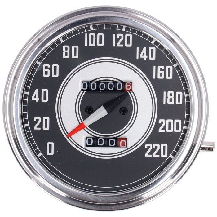 FL speedometer, ''41-45 face'', silver/black. 2:1 kmh  Modern needle/p