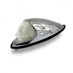 Indian Head Front Fender Light. Chrome, White Lens 80-Up Fl, Flt, Flht