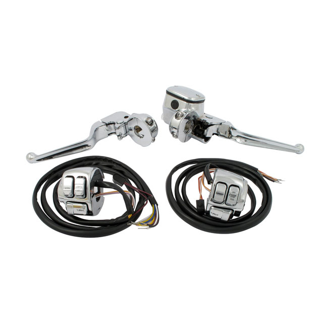 Handlebar Control Kit Chrome 9/16 Inch Bore 96-13 B.T.(Excl 11-13 Soft