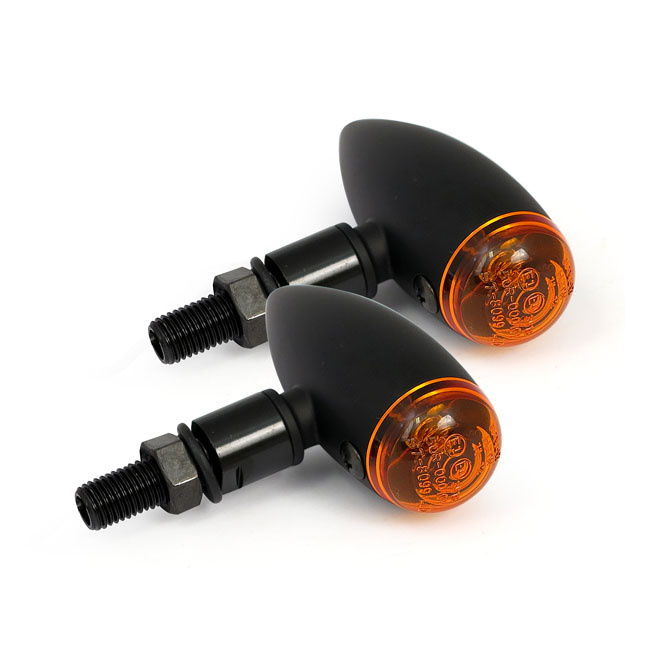 Micro Bullet, 12V Halogen Turn Signals. Black, Plain