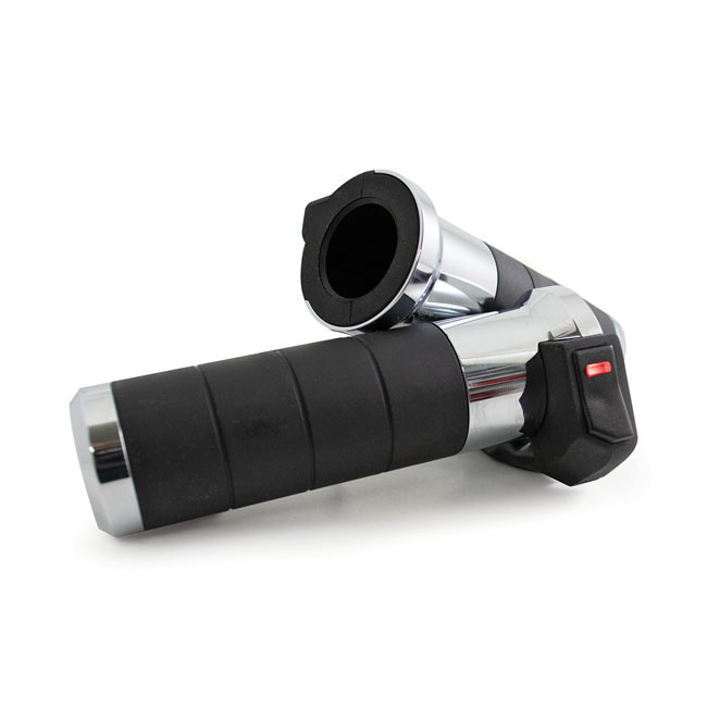 Koso, Titan-X Heated Grip Set. Chrome 96-21 H-D With Dual Throttle Cab
