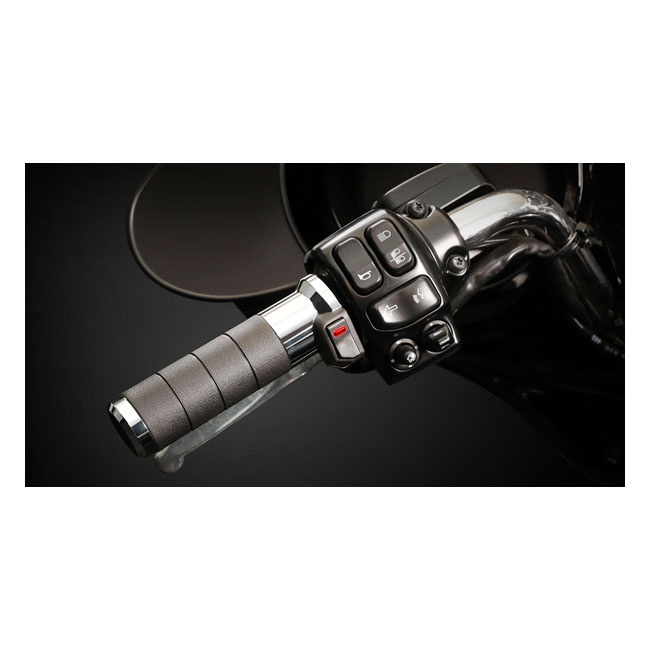Koso, Titan-X Heated Grip Set. Chrome 96-21 H-D With Dual Throttle Cab