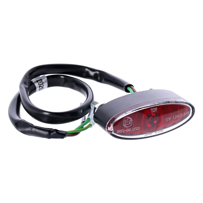 Mini Oval, Led Taillight. Black. Red Lens Null