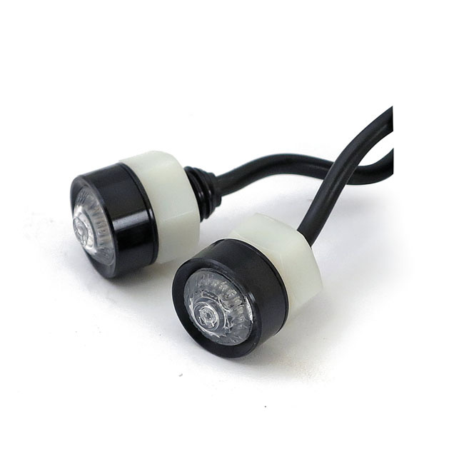 Mono, Led Turn Signals. Clear Lens. Black
