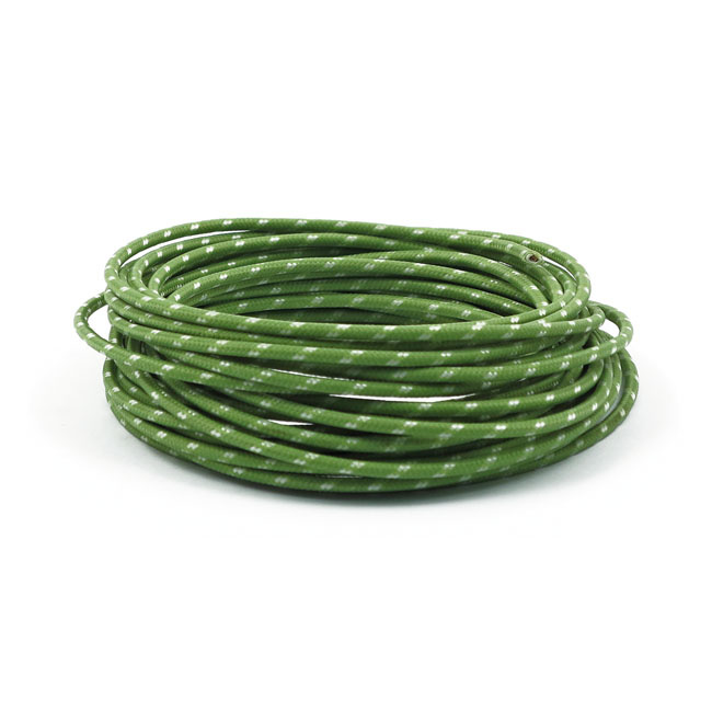Textilkabel (Tygbeklädd kabel) Grön/Vit