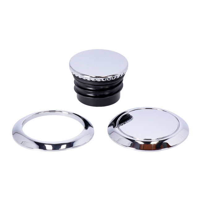 Pop-Up Gas Cap, Left & Right Set. Chrome M8 Softail: 18-22 Flhcs Herit