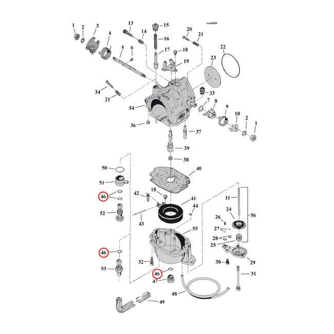 S&S, O-Ring. Fuel Line Seat / Bowl Plug S&S B, D, E, G & 2-T Carbs
