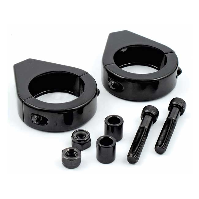 Smooth Edge Fork Mount Clamp Kit. 39Mm. Black Universal