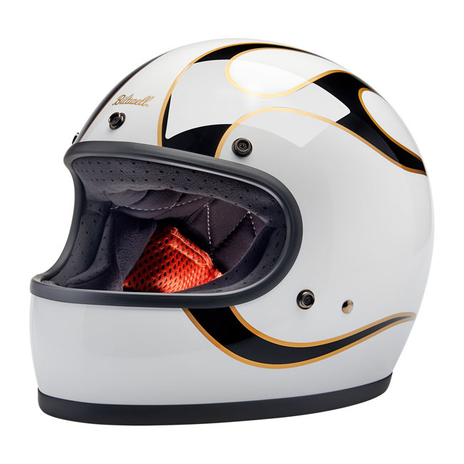 Biltwell Gringo helmet gloss white/black flames Size XS The Biltwell G