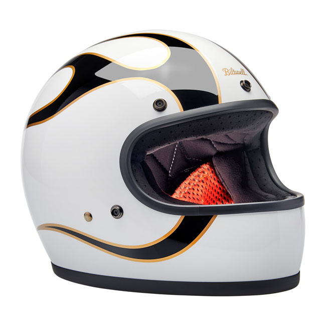 Biltwell Gringo helmet gloss white/black flames Size XS The Biltwell G