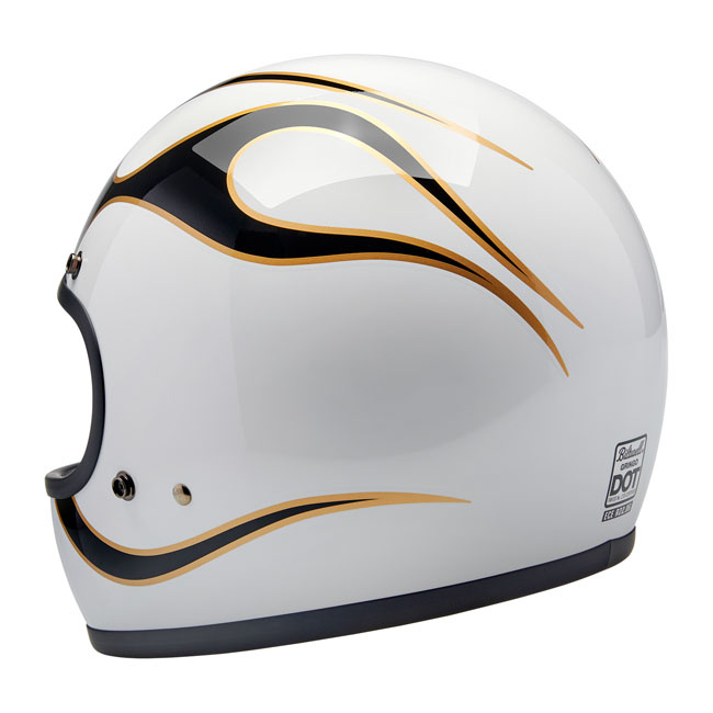 Biltwell Gringo helmet gloss white/black flames Size L The Biltwell Gr