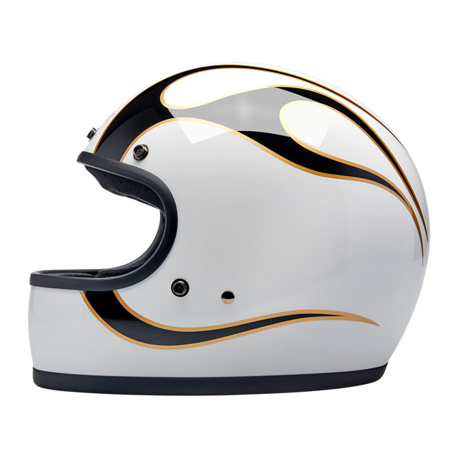 Biltwell Gringo helmet gloss white/black flames Size L The Biltwell Gr